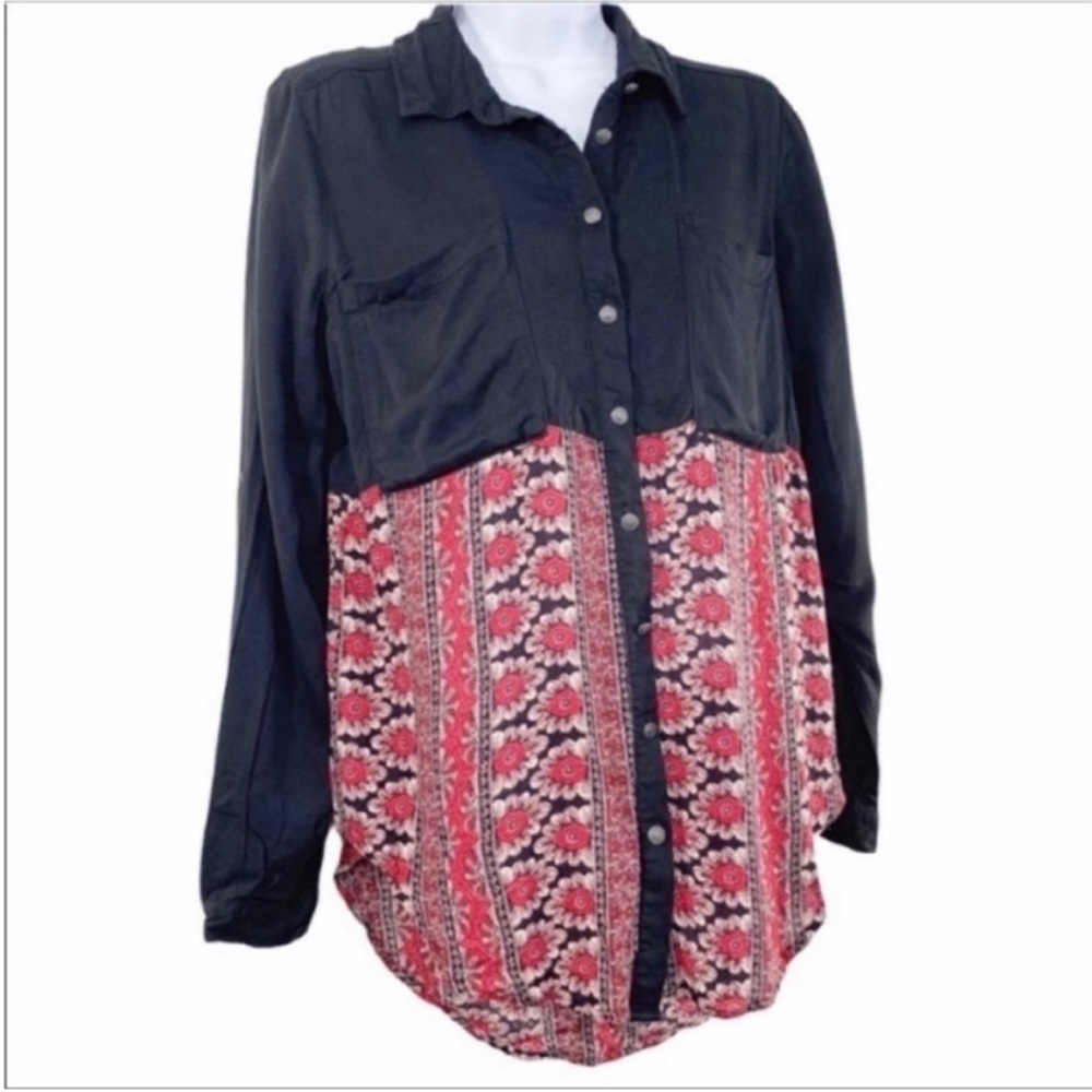 FREE PEOPLE - Welcome to the Jungle button down shirt S - Picture 4 of 12